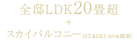 全邸LDK20畳超＋スカイバルコニー（STAGE2・3のみ採用）