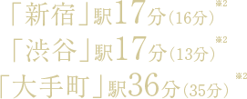 新宿駅17分/渋谷駅17分/大手町駅36分