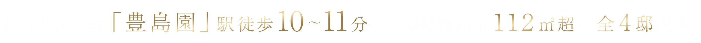 都営大江戸線「豊島園」駅徒歩10～11分、全邸建物面積112平米超の全4邸誕生。