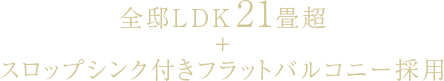 全邸LDK21畳超+スロップシンク付きフラットバルコニー採用