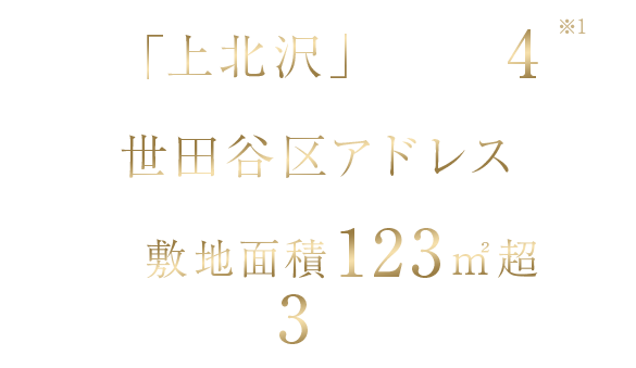 京王線「上北沢」駅徒歩4分[※1]×世田谷区アドレス。全邸敷地面積123㎡超の限定3邸誕生。