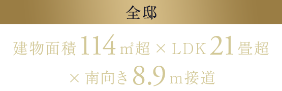 【全邸】建物面積114㎡×LDK21畳超×南向き8.9m接道