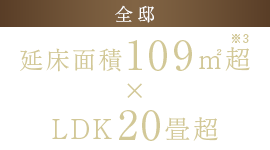 【全邸】延床面積109㎡超×LDK20畳超