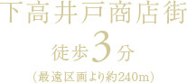 下高井戸商店街　徒歩3分（最遠区画より約240m）