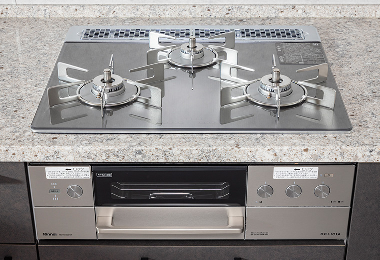 三口ガラストップコンロDELICIA
