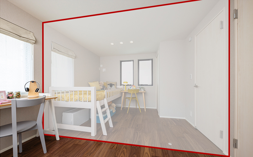 現地写真にフリーウォールを設置する箇所を示したもの