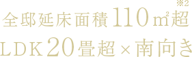 全邸延床面積110平米超・LDK20畳超×南向き