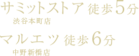 サミットストア［渋谷本町店］徒歩5分、マルエツ［中野新橋店］徒歩6分