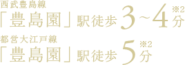 西武豊島線「豊島園」駅徒歩3～4分［※2］／都営大江戸線「豊島園」駅徒歩5分［※2］
