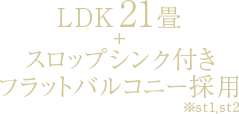 LDK21畳＋スロップシンク付きフラットバルコニー採用※st1,st2