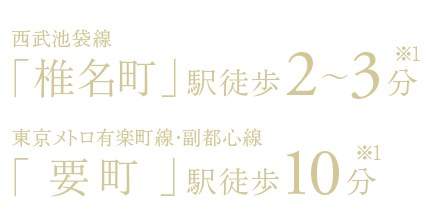 西武池袋線「椎名町」駅徒歩2~3分、東京メトロ有楽町線・副都心線「要町」駅徒歩10分
