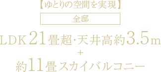 【ゆとりの空間を実現】＜全邸＞LDK21畳超・天井高約3.5m＋約11畳スカイバルコニー