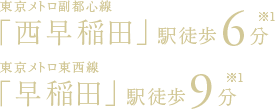 東京メトロ副都心線「西早稲田」駅徒歩6分／東京メトロ東西線「早稲田」駅徒歩9分