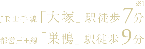 JR山手線「大塚」駅徒歩7分・都営三田線「巣鴨」駅徒歩9分