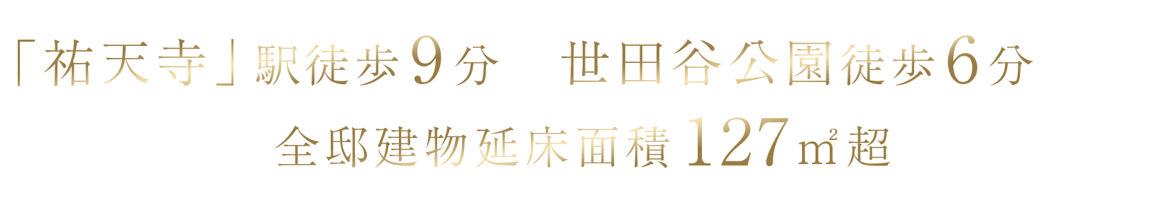 「祐天寺」駅徒歩9分×世田谷公園徒歩6分（約430m）全邸建物延床面積127㎡超