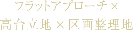 フラットアプローチ×高台立地×区画整理地